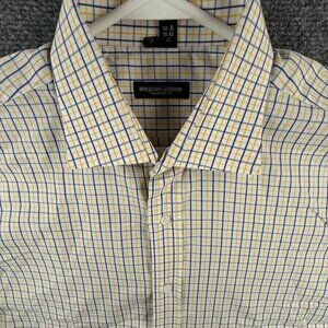Bergdorf Goodman Yellow Blue Check Long Sleeve Button Up Shirt Tailored Fit 17